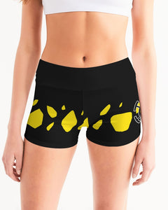 TD law yoga shorts (women's) black Women's All-Over Print Mid-Rise Yoga Shorts