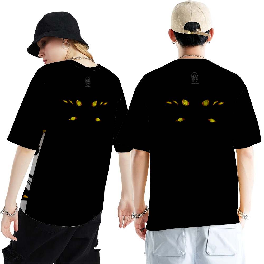 Kon fox tee(black) Short-sleeve T-Shirts Short-sleeve T-Shirts Loose Round-neck Summer Blouses