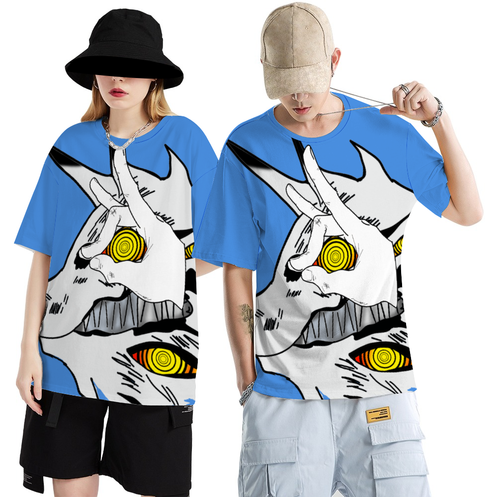 Kon fox tee(blue) Short-sleeve T-Shirts Short-sleeve T-Shirts Loose Round-neck Summer Blouses