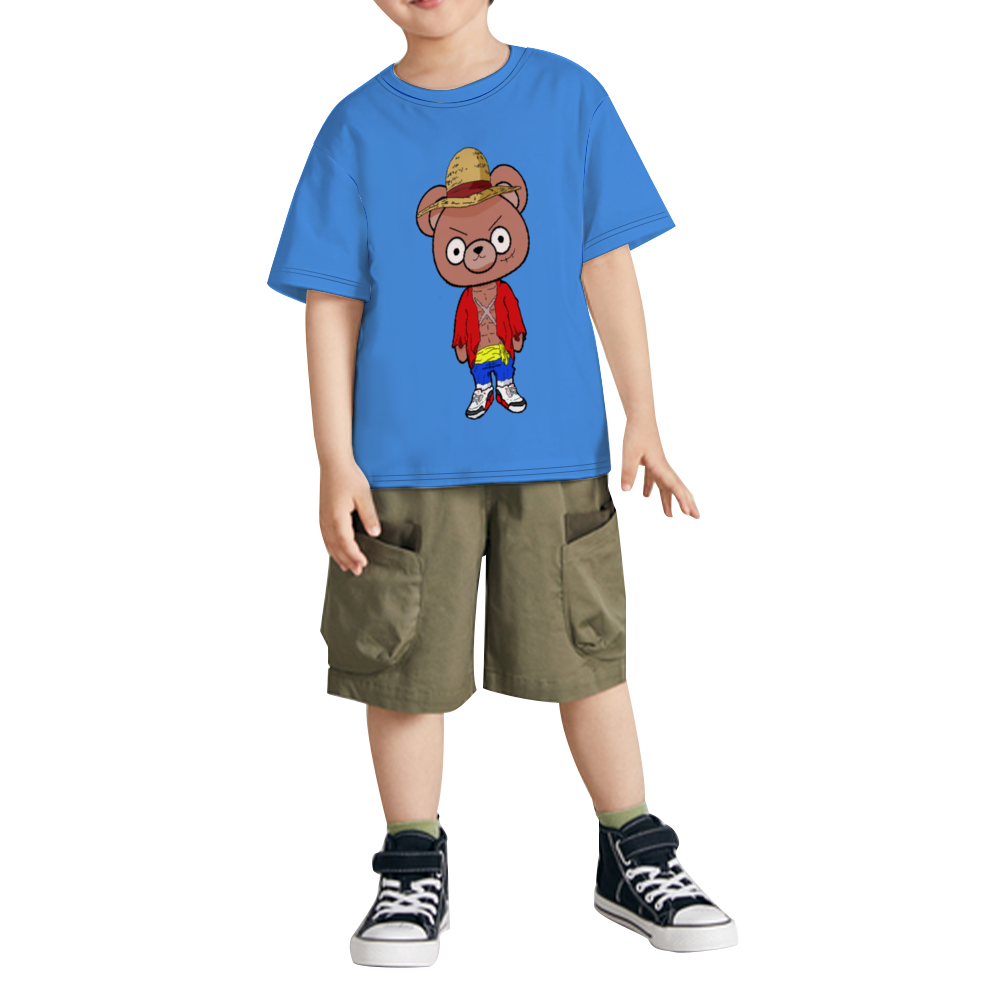 Weeb bear Luffy Kid's Short Sleeve