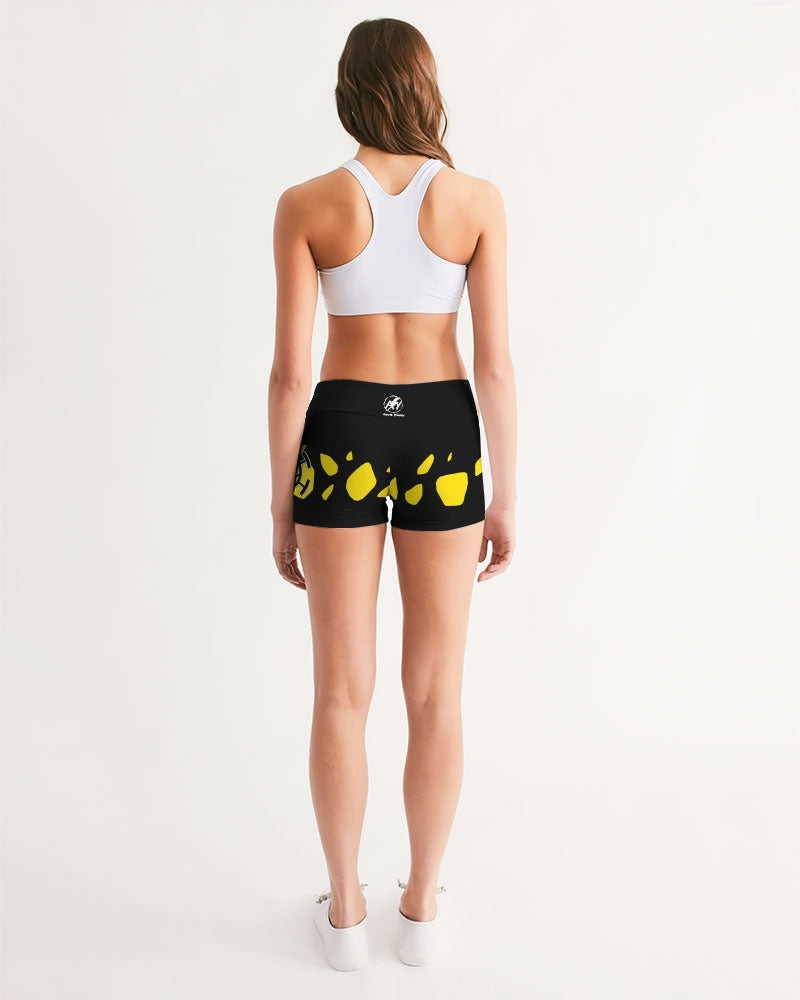 TD law yoga shorts (women's) black Women's All-Over Print Mid-Rise Yoga Shorts