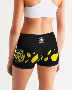 TD law yoga shorts (women's) black Women's All-Over Print Mid-Rise Yoga Shorts